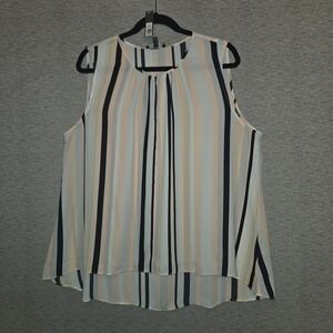 EXPRESS Striped Tank‎ Blouse  Womens XL Sheer Top Keyhole Neck Sleeveless NWT